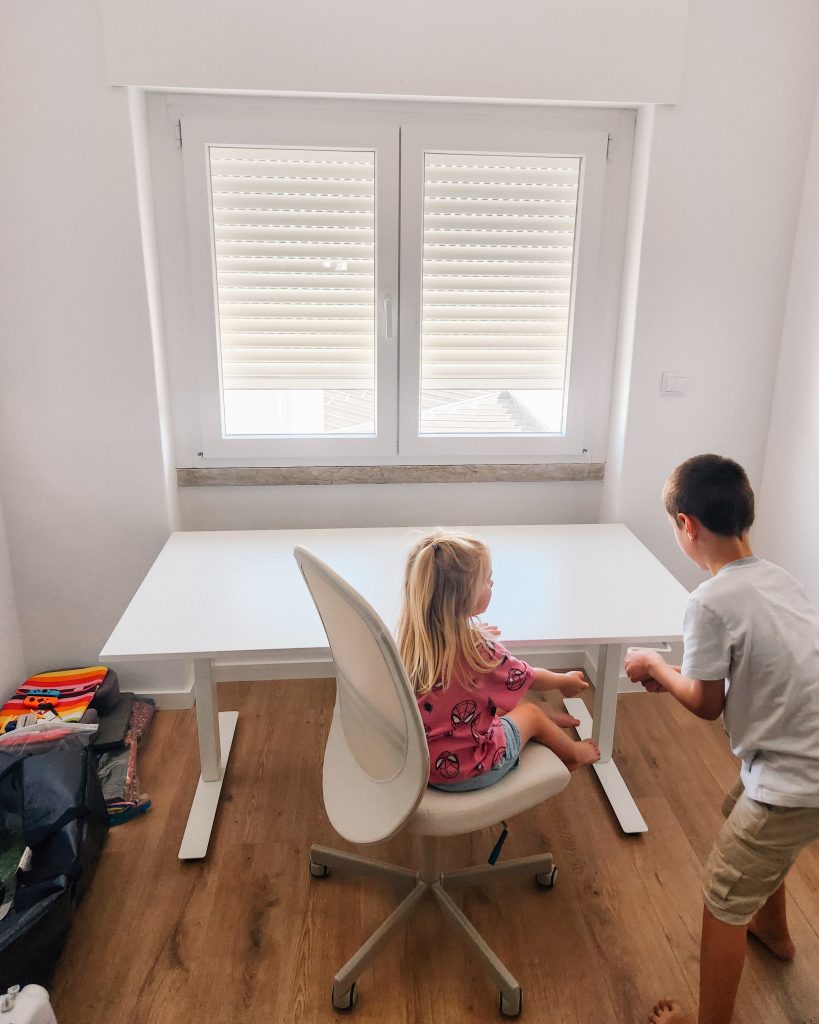 Setting up my sewing area with little helpers